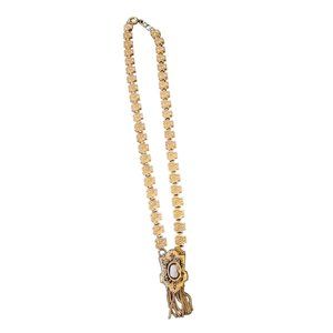 Antique Victorian Gold Filled Silhouette Cameo Highly Detailed Tassel Necklace